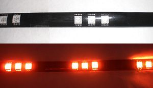 30CM 5050 Red DC 12V Car 15 LED Strip IP65 Waterproof Black FP