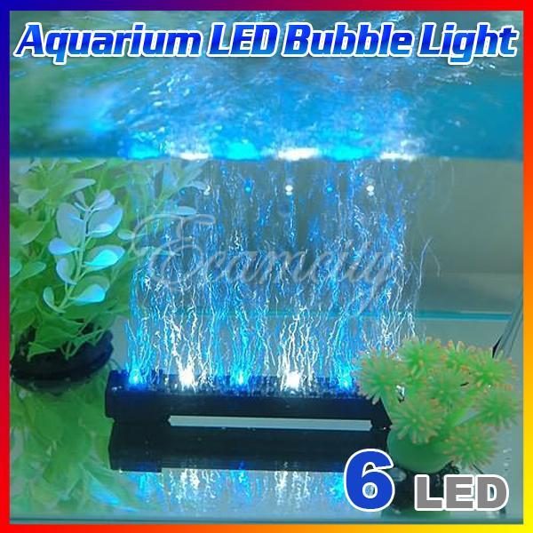 16CM 6LED Aquarium Underwater Bubble Light Blue White VAL23